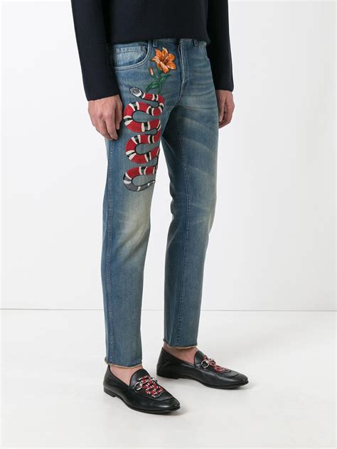 gucci snake denim jeans|Gucci snake jeans men.